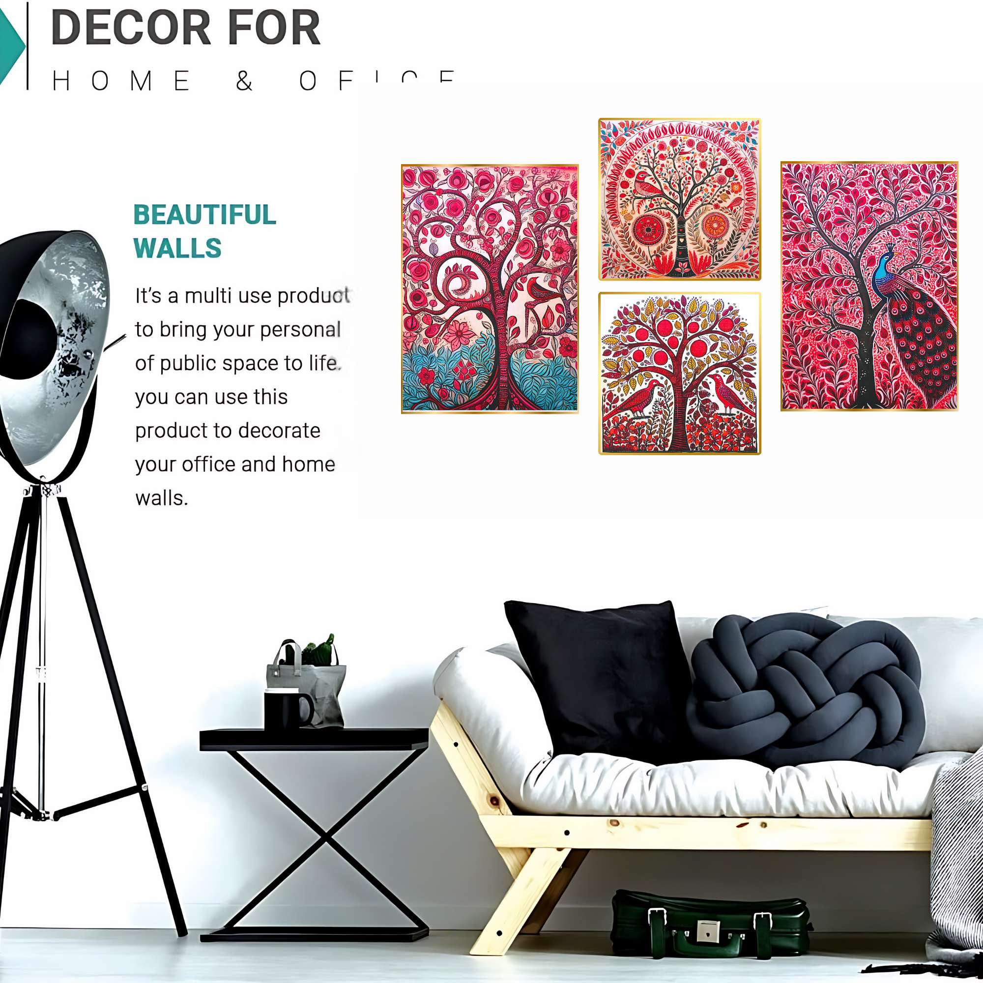 Set of Four Wall Paintings for Wall Dacoration Golden Framed Wall Paintings for Living Room & Bedroom Wall Art for Home Decoration & Office Wall Décor (13x10 inch CH-GD4-4) - Image 2