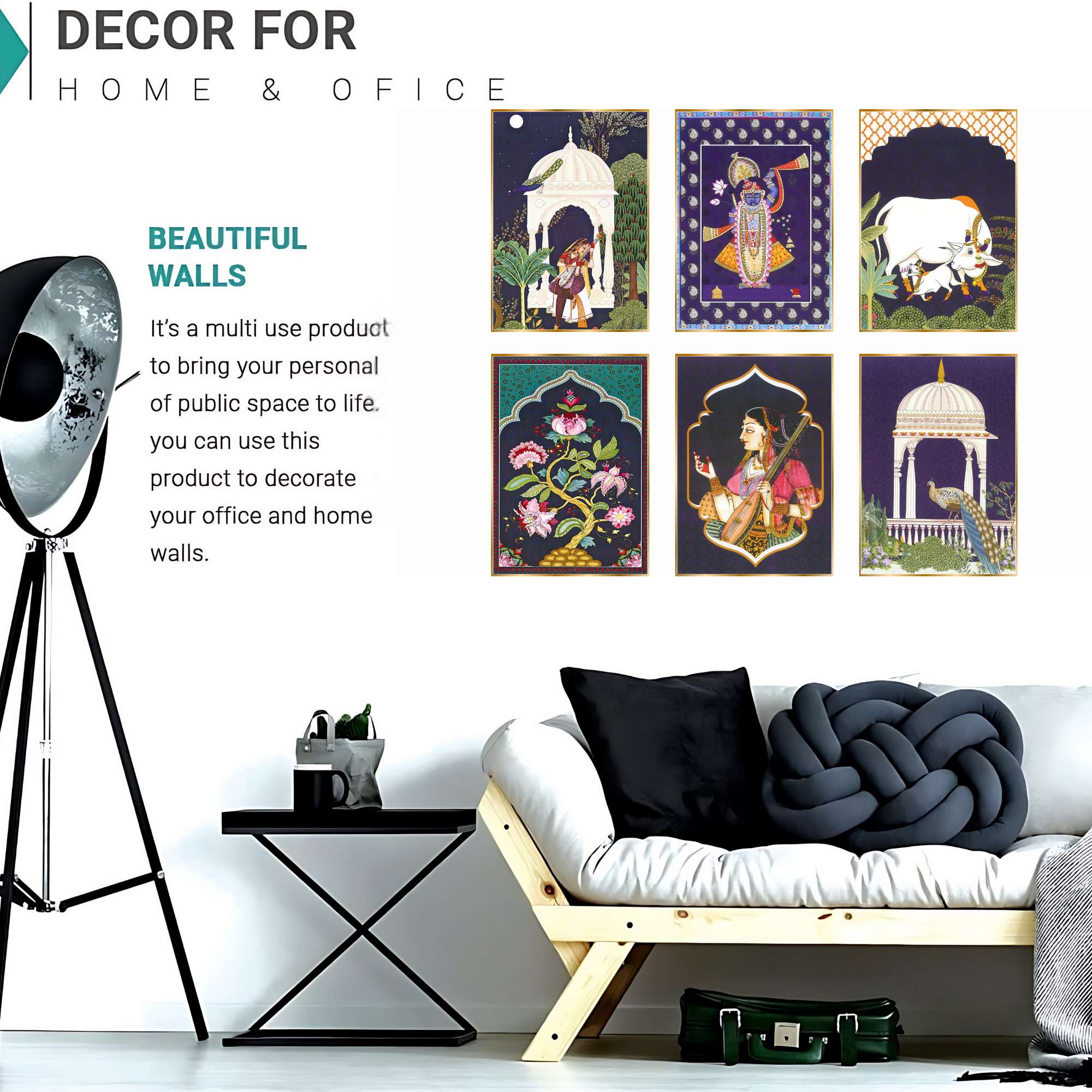 Set of Six Wall Paintings for Wall Dacoration Golden Framed Wall Paintings for Living Room & Bedroom Wall Art for Home Decoration & Office Wall Décor (13x10 inch CH-GD6-3) - Image 4