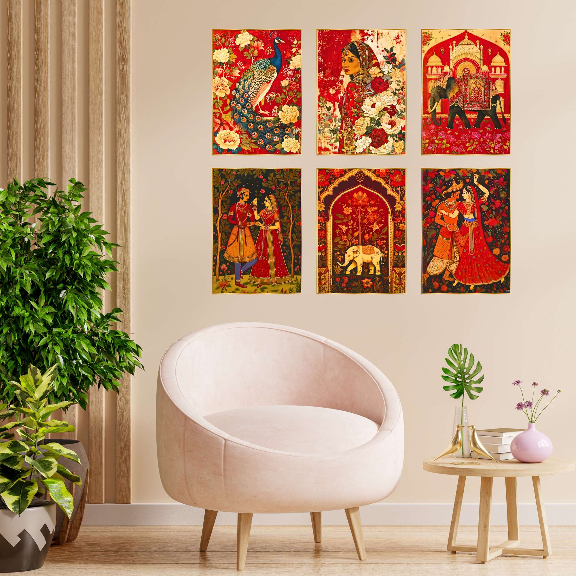 Set of Six Wall Paintings for Wall Dacoration Golden Framed Wall Paintings for Living Room & Bedroom Wall Art for Home Decoration & Office Wall Décor (13x10 inch CH-GD6-11)